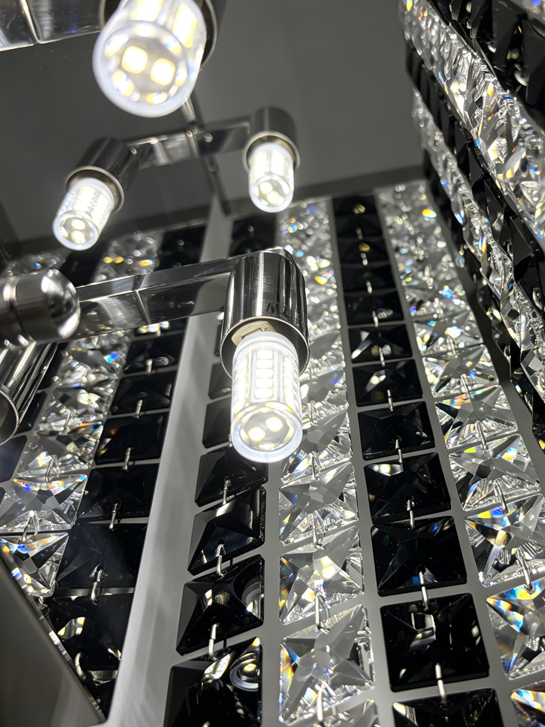 Vertical Black & Clear Crystal Wall Sconce