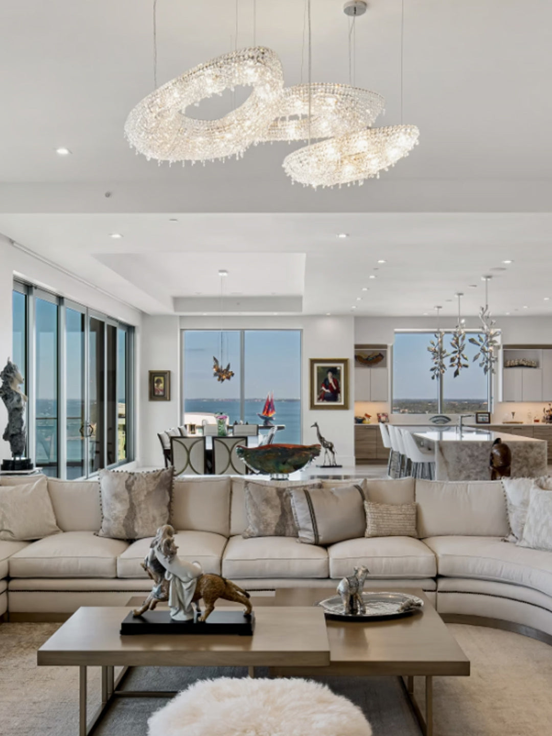 Oval Crystal Halo Chandelier