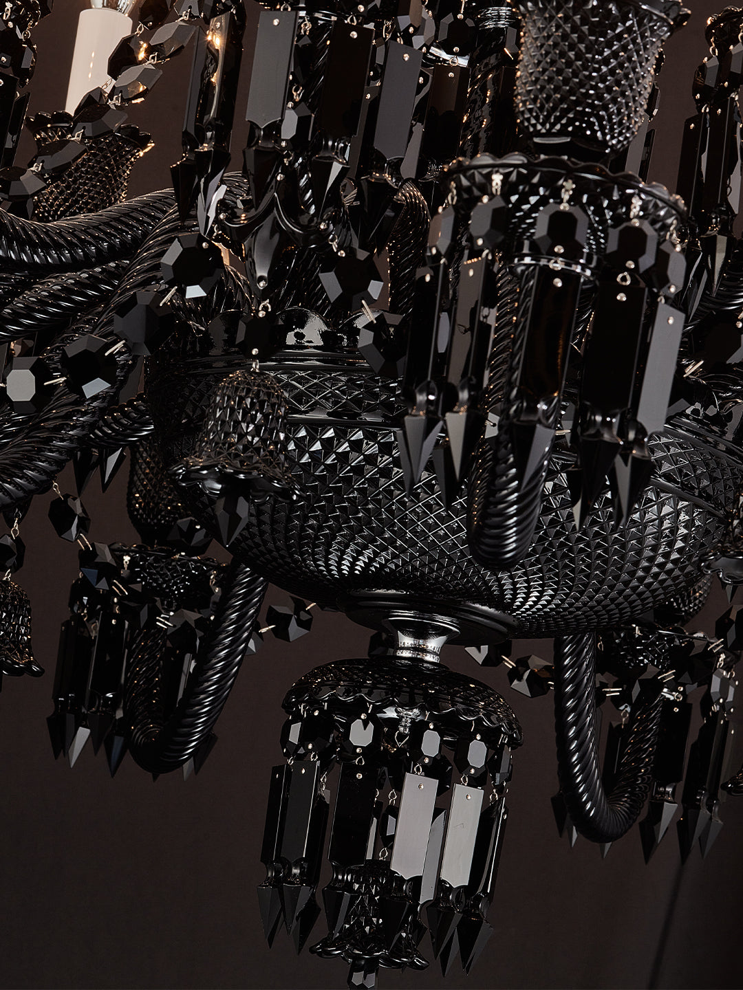 Baccarat-Style Black Crystal Chandelier