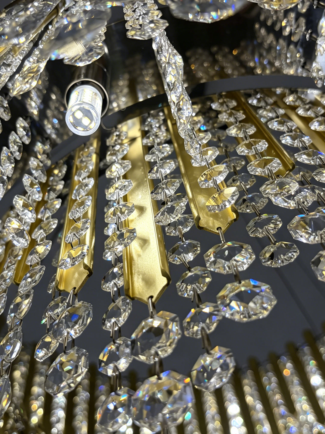Two-Tier Amber Crystal Chandelier
