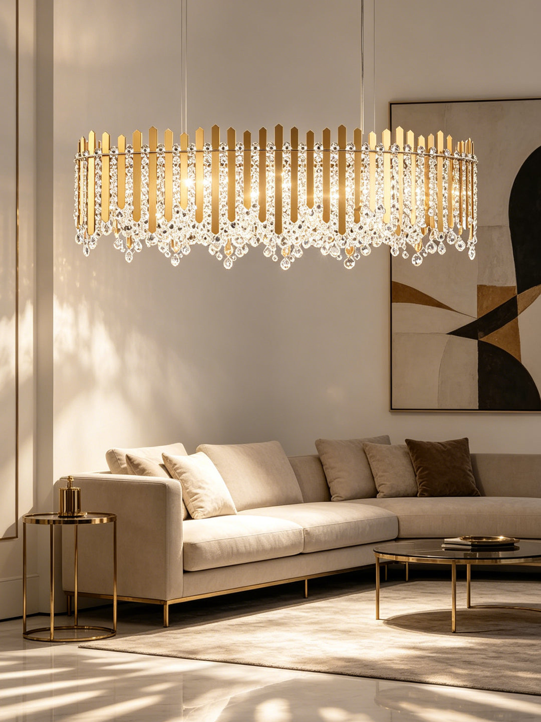Linear Gold Crystal Kitchen Island Chandelier