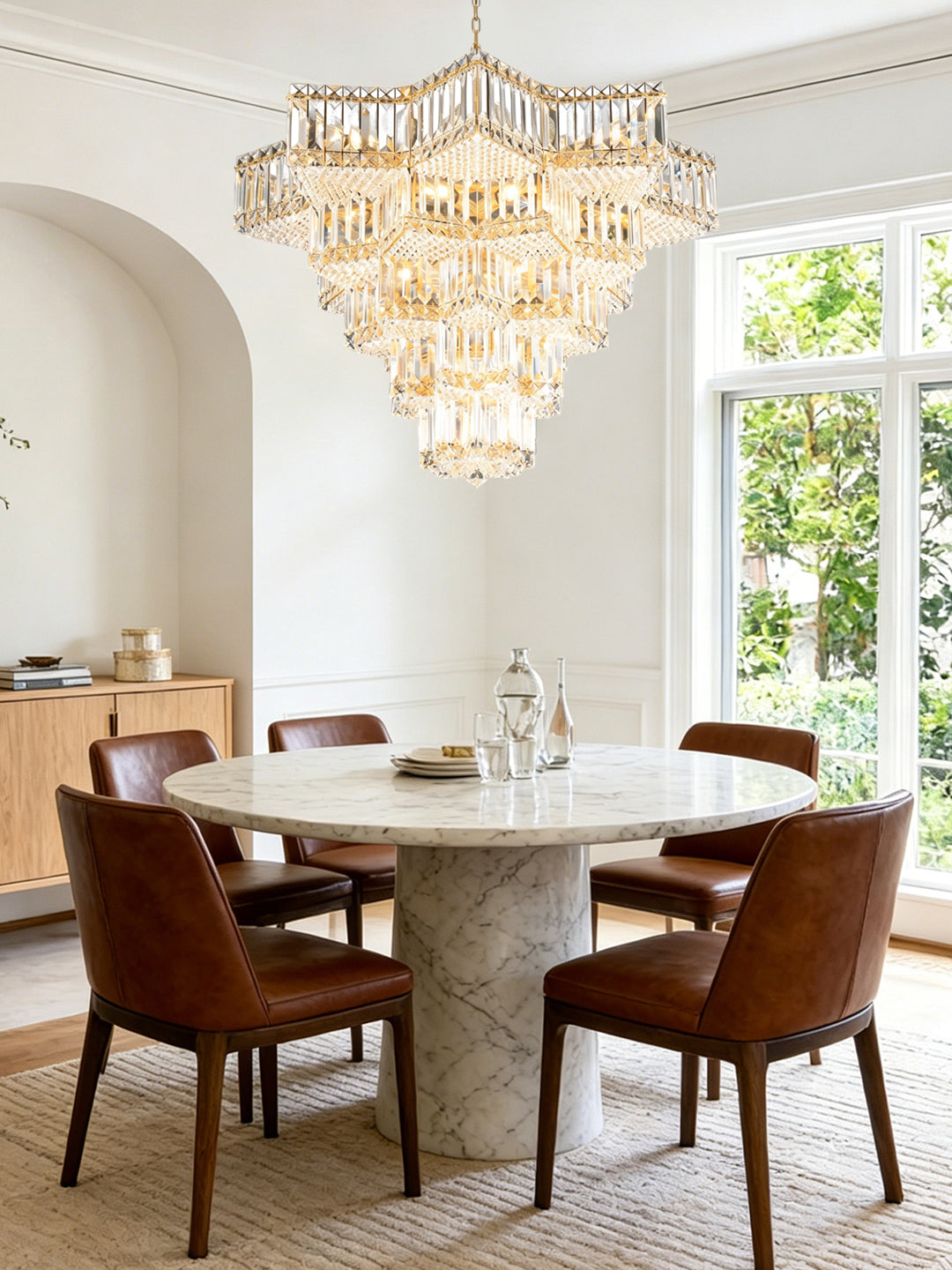 Tiered Pyramid Crystal Chandelier
