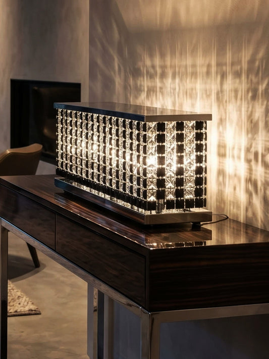 Rectangular Black & Clear Crystal Vanity Light