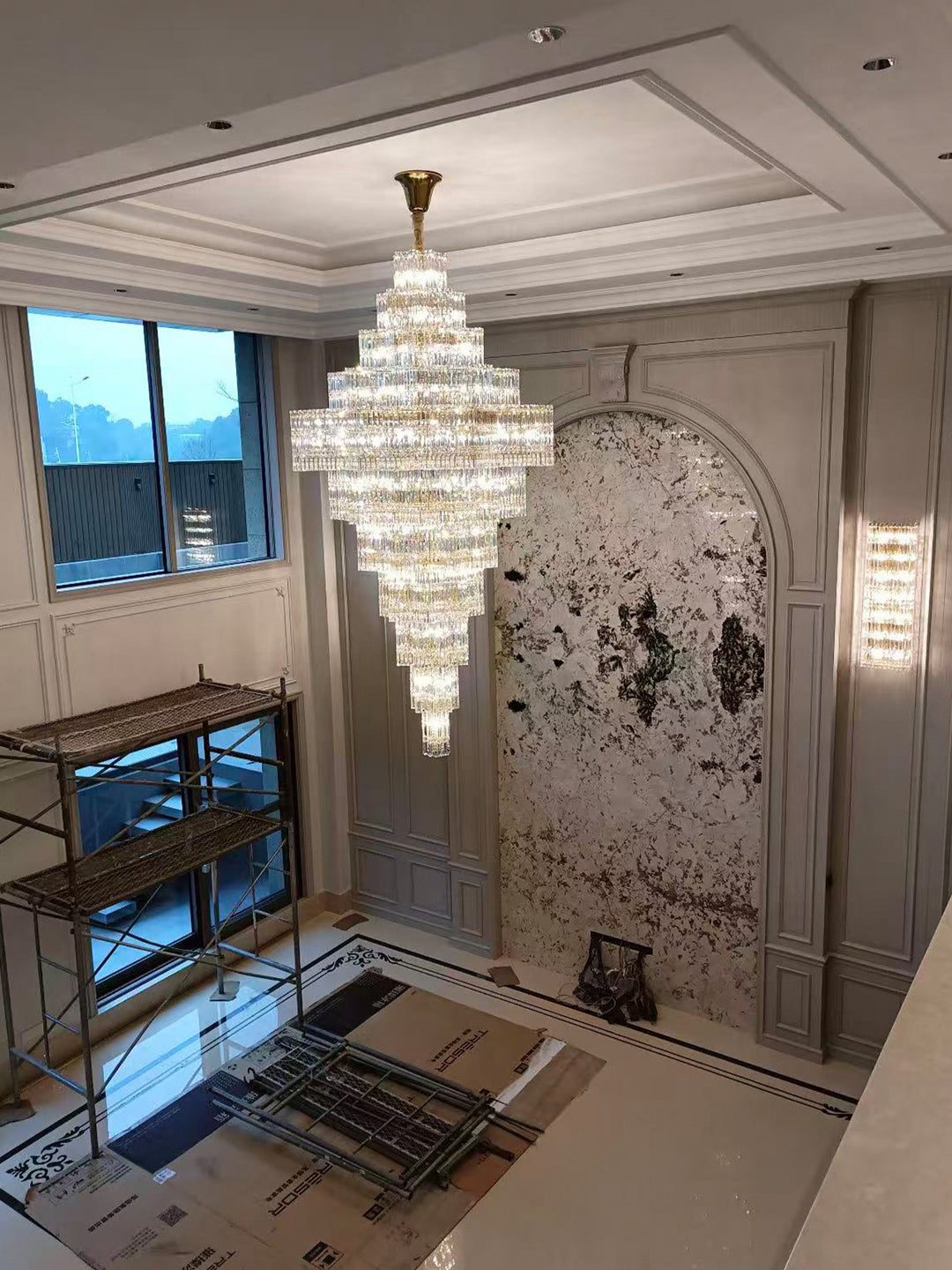 Tiered Pyramid Crystal Chandelier