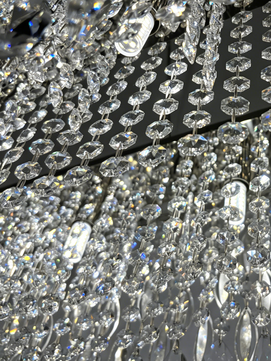 Linear Gold-Tone Crystal Kitchen Island Chandelier