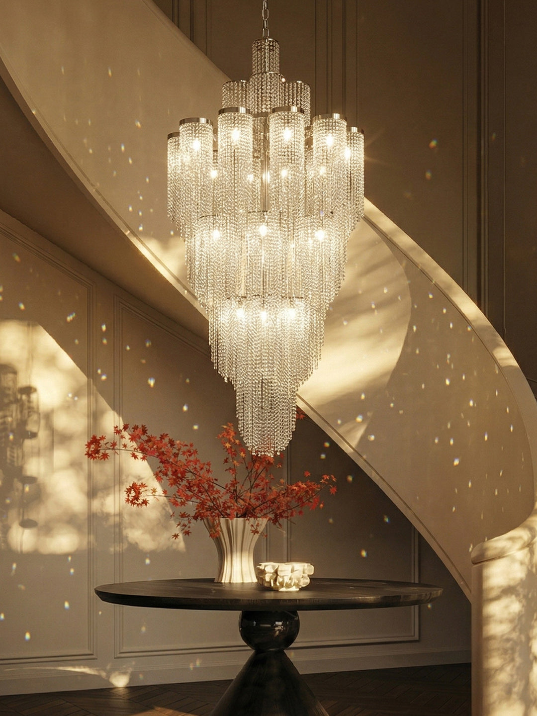 Tiered Crystal Cascade Chandelier