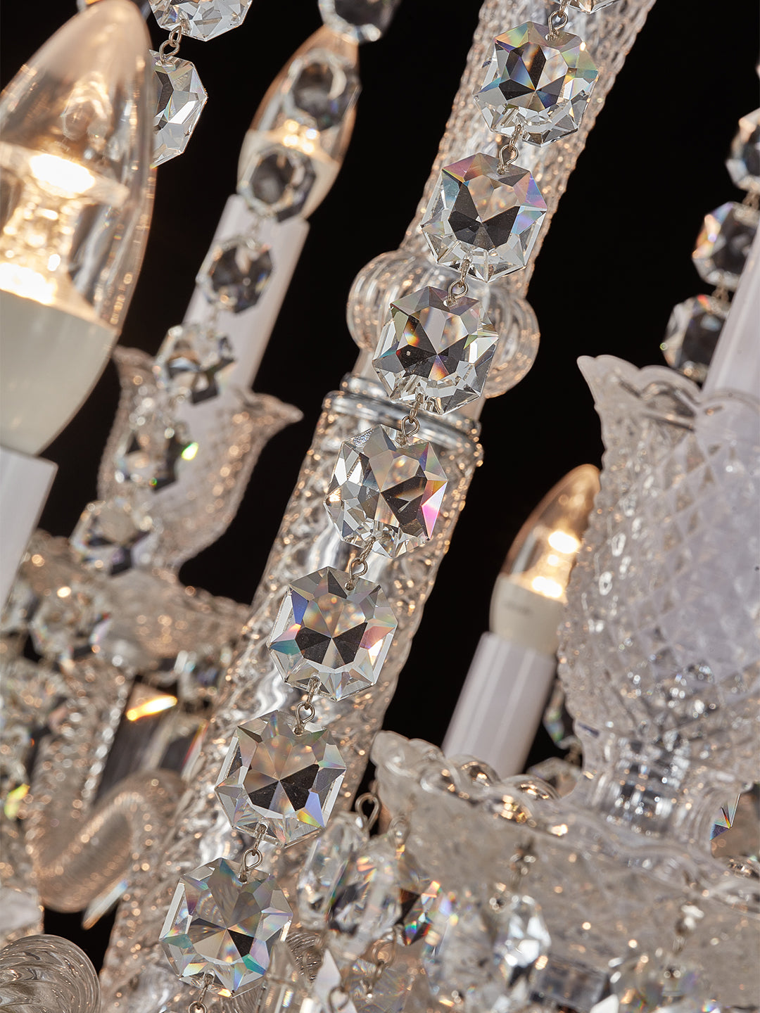 Baccarat-Style Long Double Crystal Chandelier