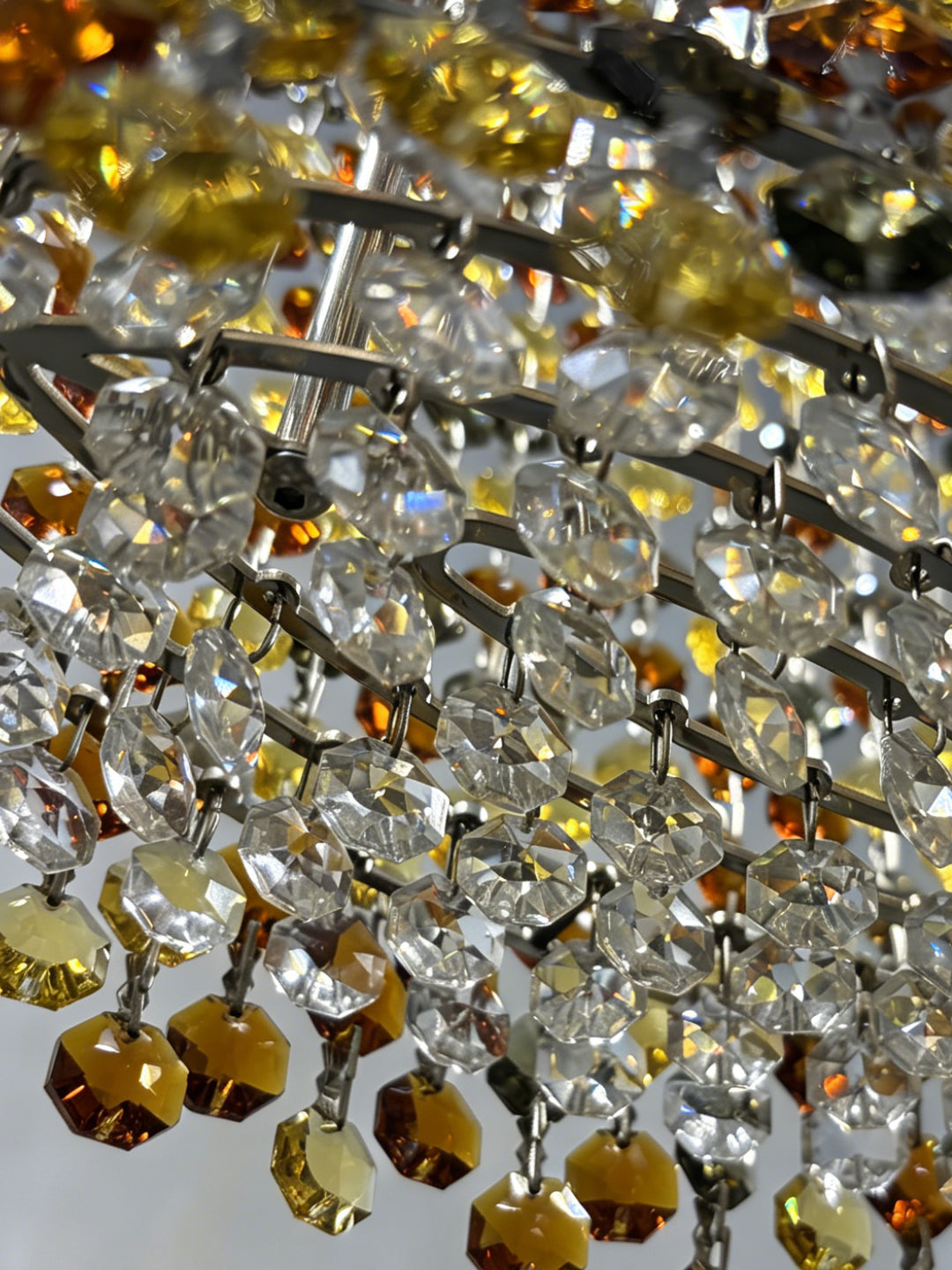 Gold-Tone Cylindrical Crystal Pendant Light