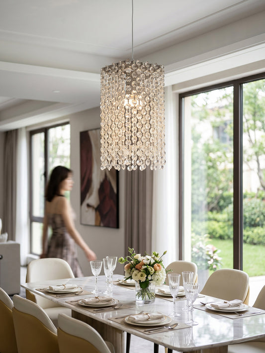 Cylindrical Crystal Pendant Light