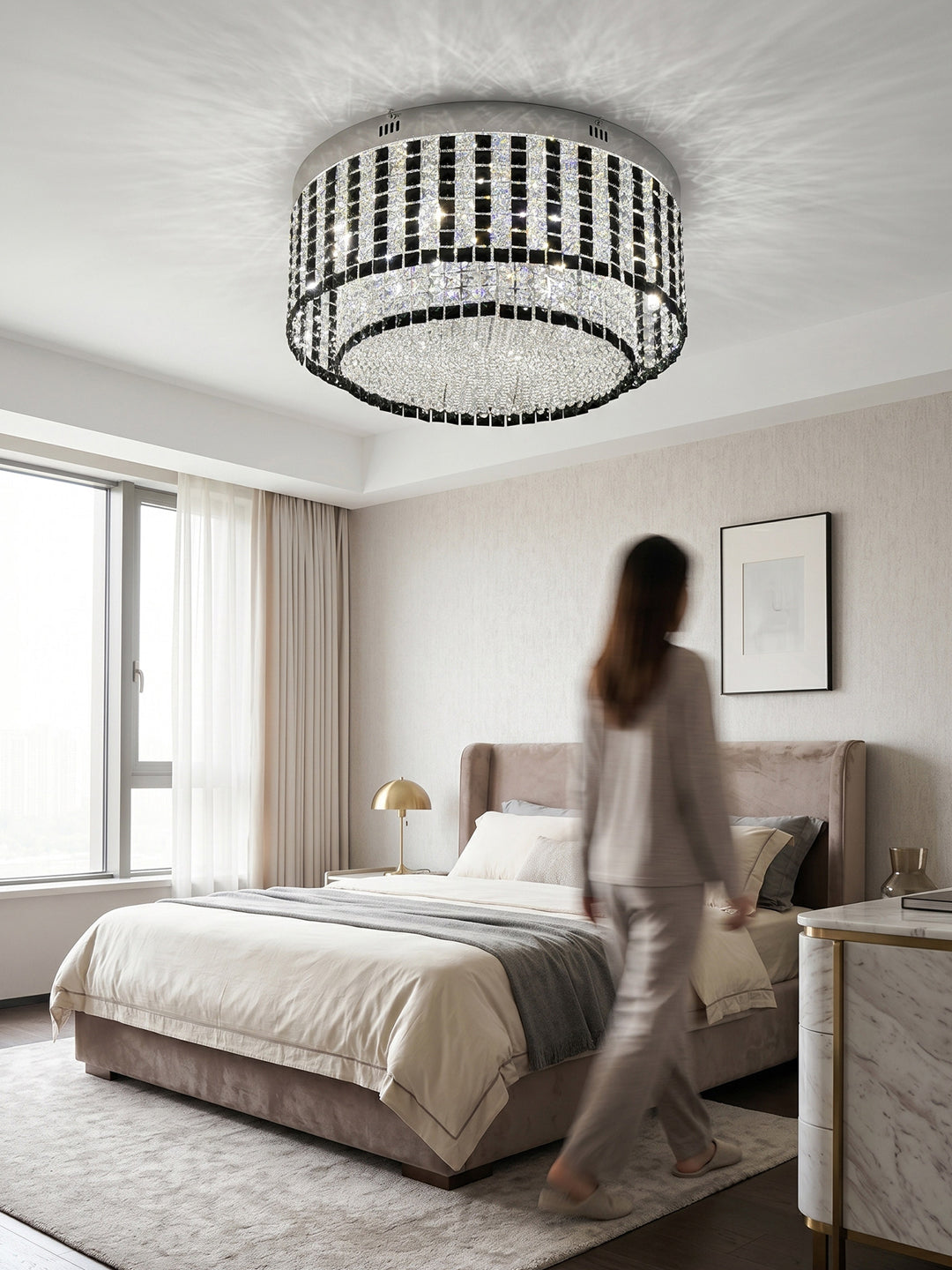 Pashari Round Crystal Flush Mount Ceiling Light