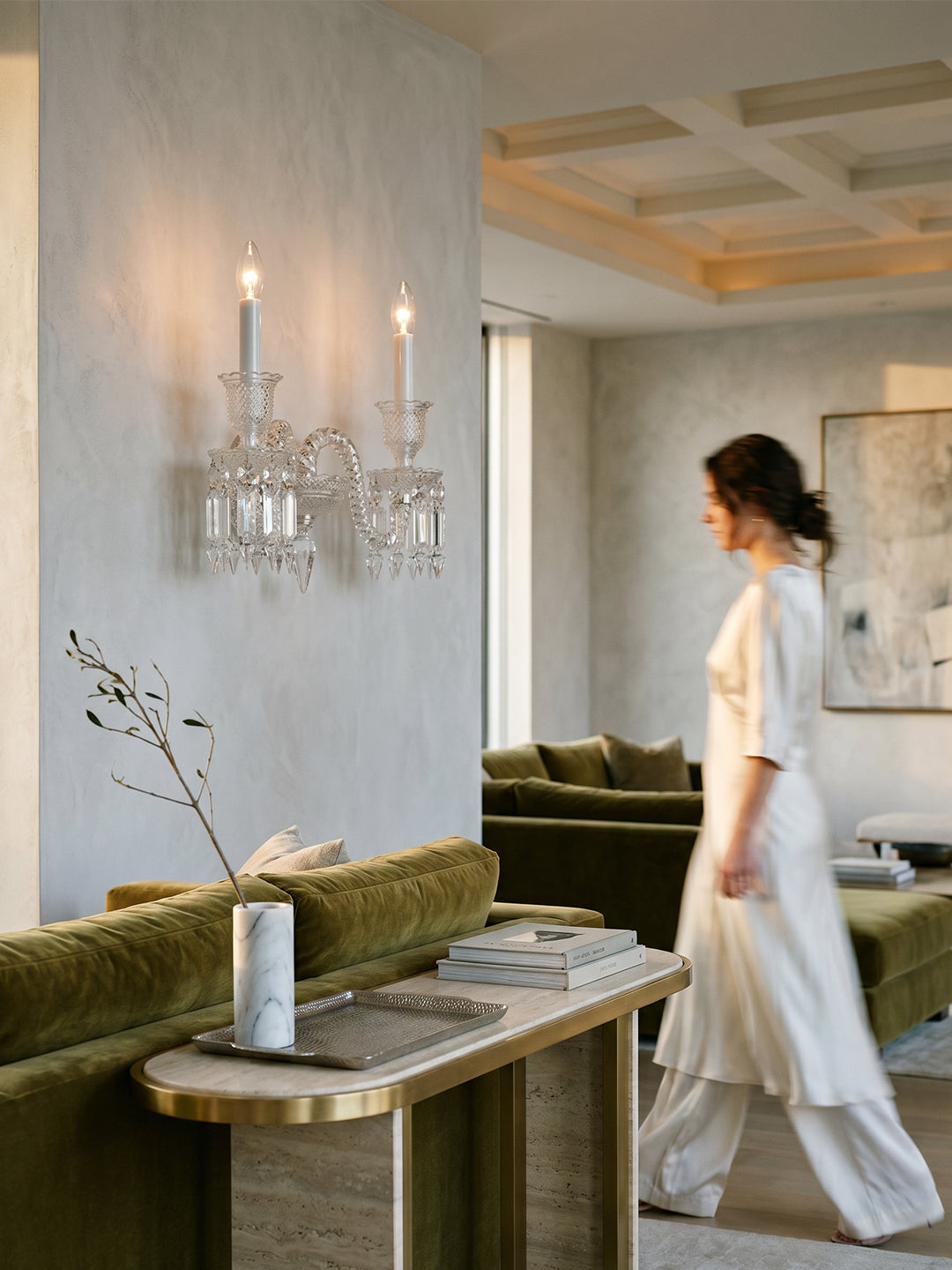 Baccarat-Style Regal Crystal Wall Light