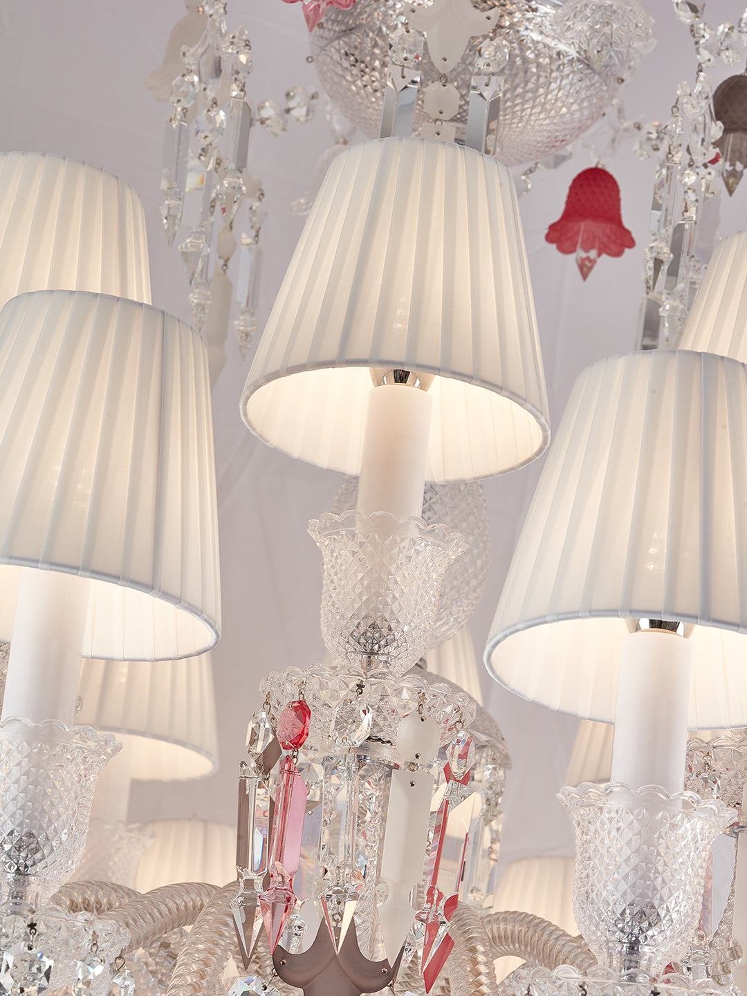 Crystal wall sconce with fabric shade