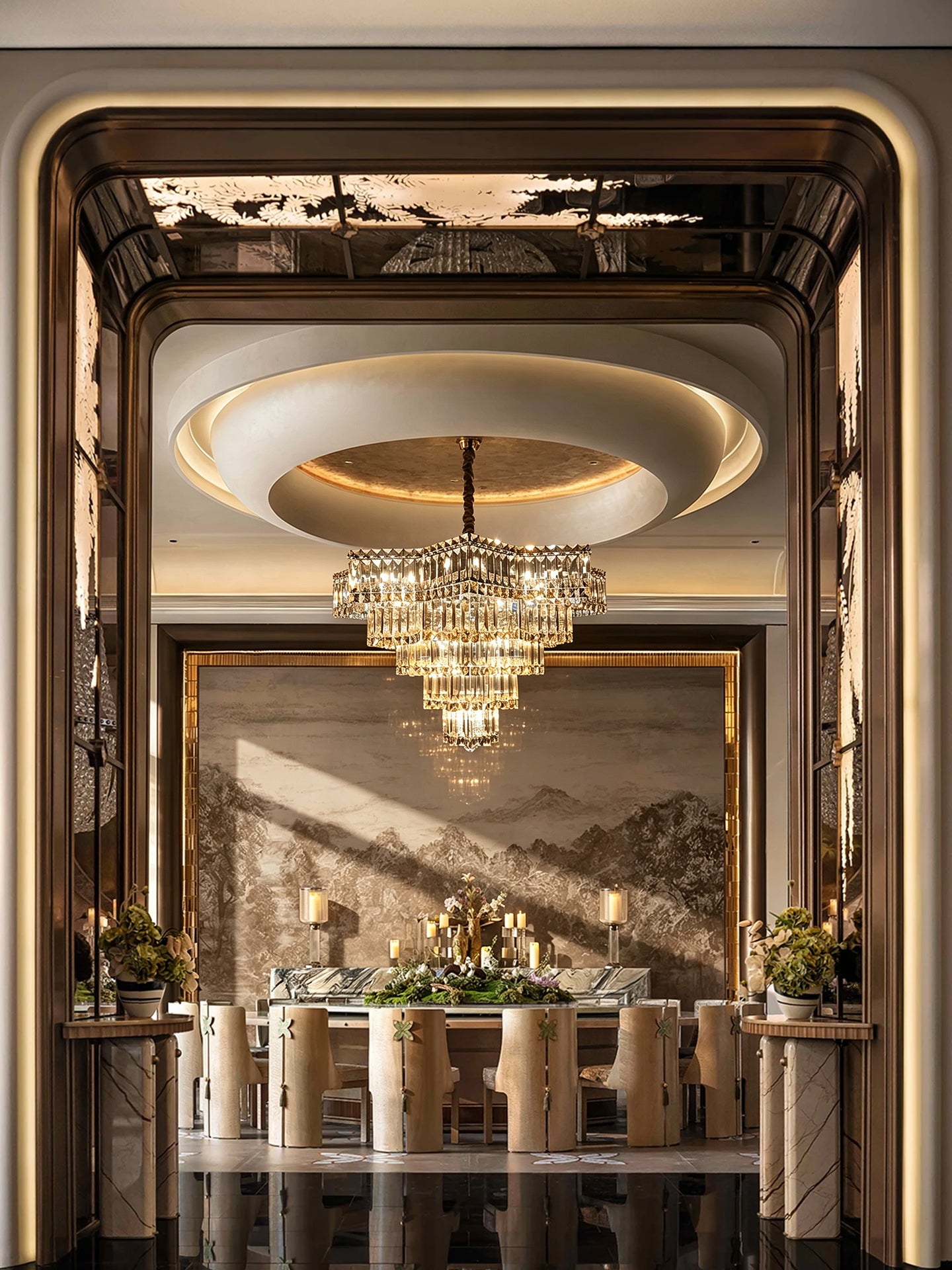 Star Cascading Crystal Chandelier for Villa High Ceiling