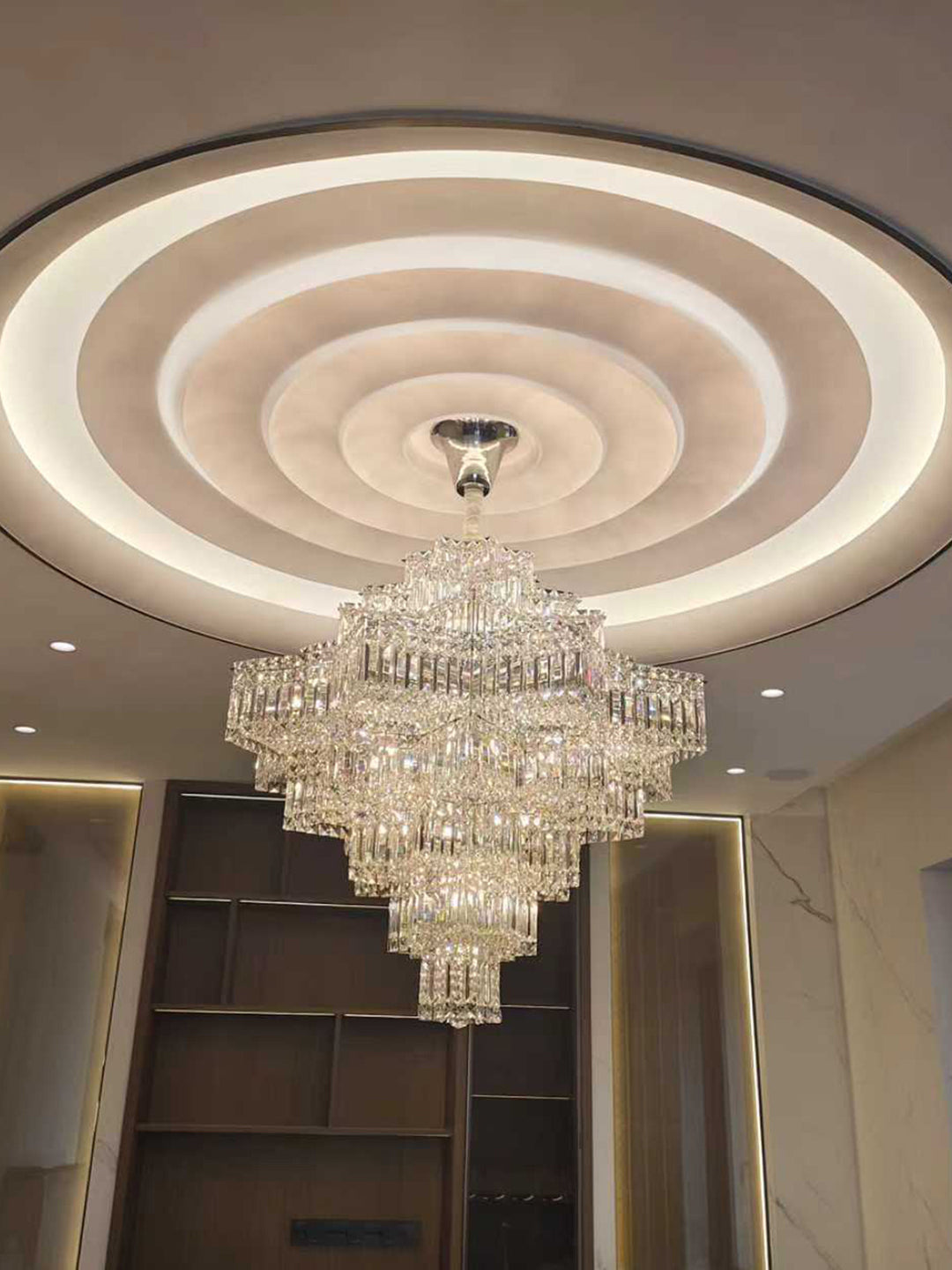 Tiered Pyramid Crystal Chandelier
