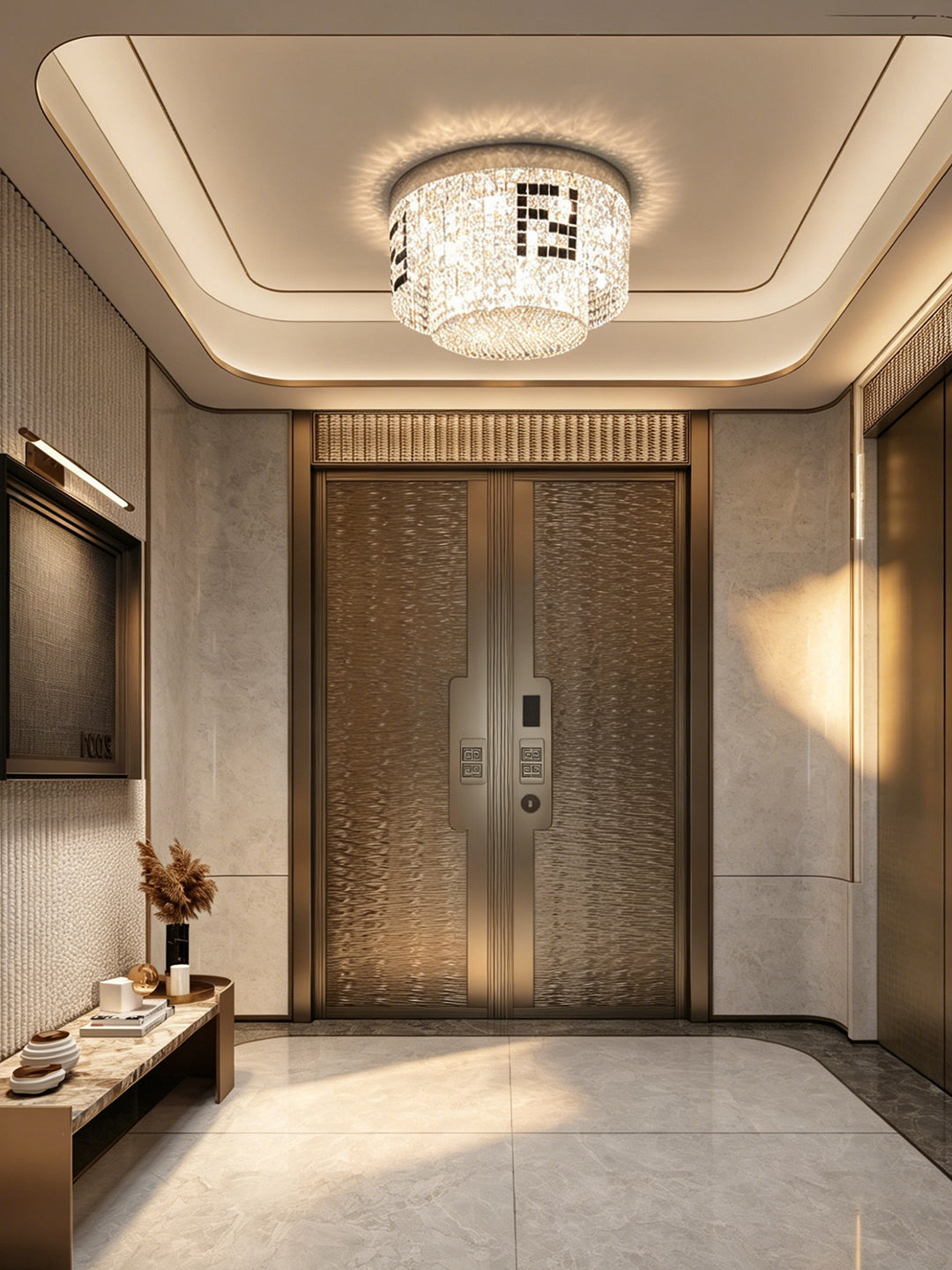 Round Clear Crystal Flush Mount Ceiling Light