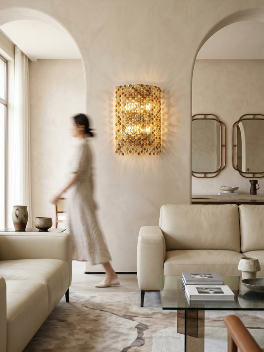 Cylindrical Waterfall Crystal Wall Sconce