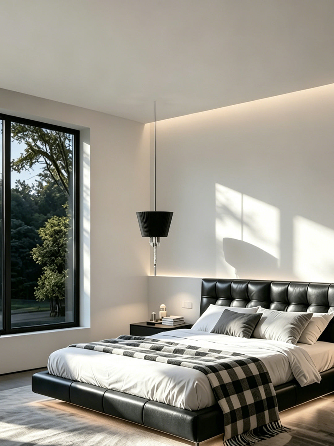 Black Fabric Shade Crystal Pendant Lamp