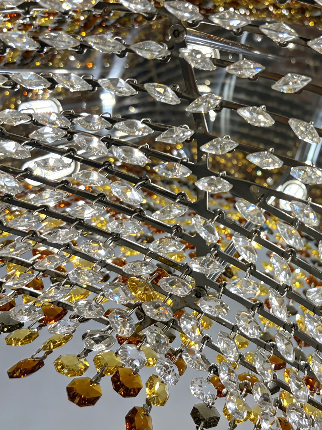 Wave-Shaped Gold Crystal Chandelier