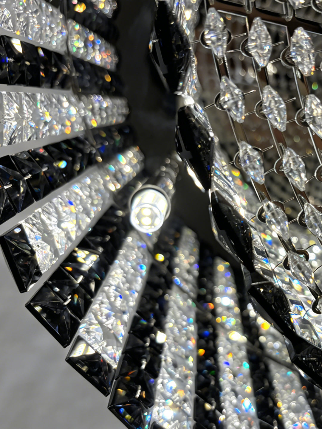 Round Black and Crystal Flush Mount Ceiling Light