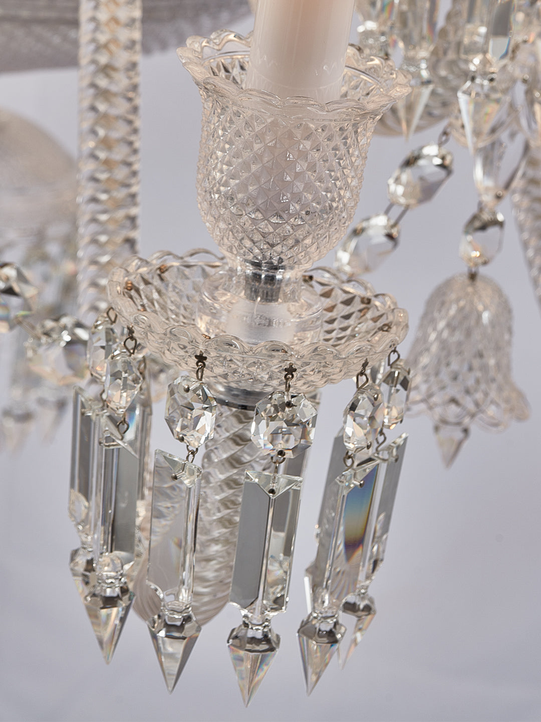 Baccarat-Style Long Double Crystal Chandelier