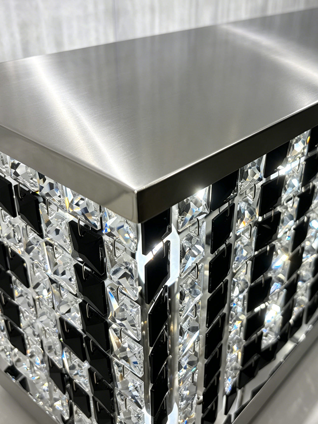 Rectangular Black & Clear Crystal Vanity Light