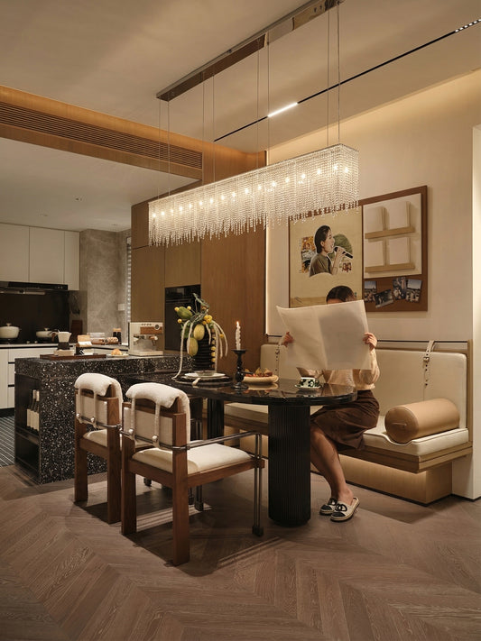 Modern Clear Crystal Linear Chandelier