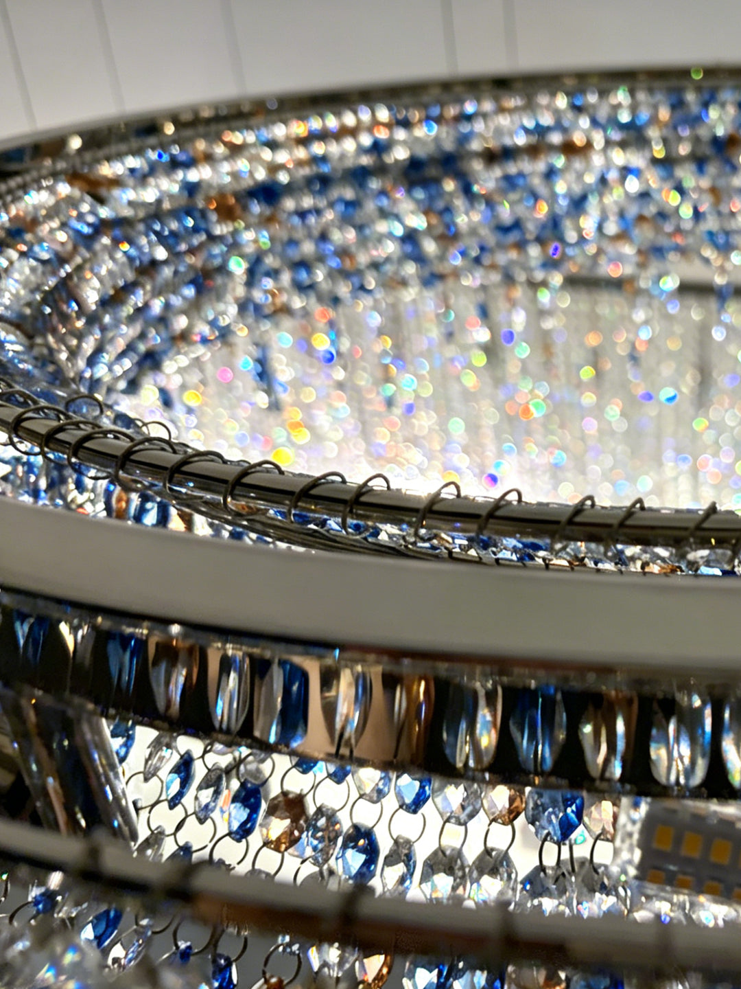 Modern Iridescent Crystal Ring Chandelier