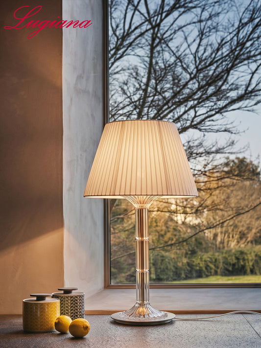 Crystal table lamp with fabric shade