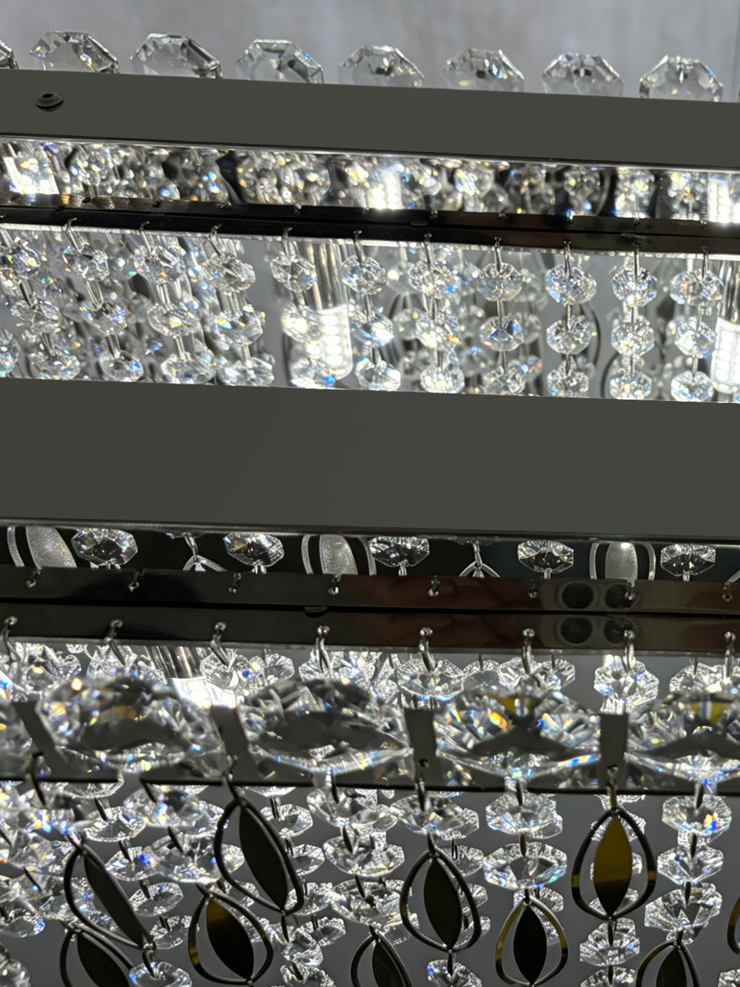 Linear Gold-Tone Crystal Kitchen Island Chandelier