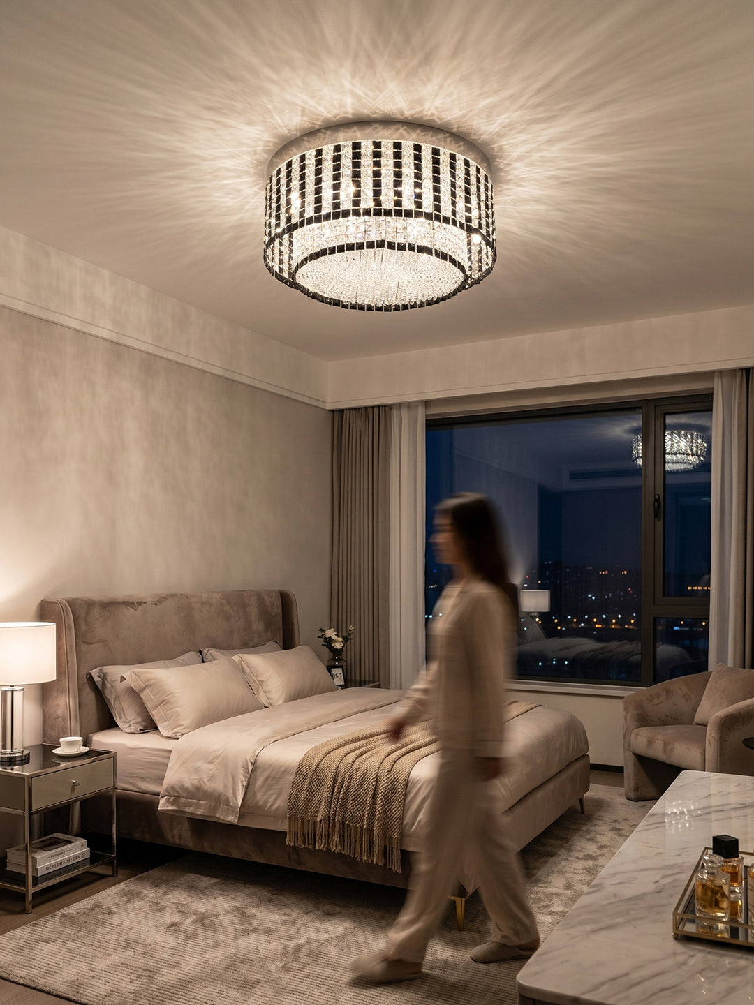 Pashari Round Crystal Flush Mount Ceiling Light