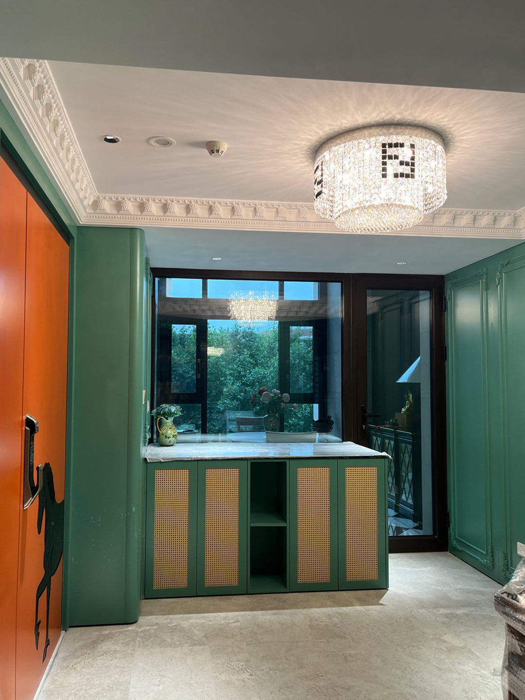 Round Clear Crystal Flush Mount Ceiling Light