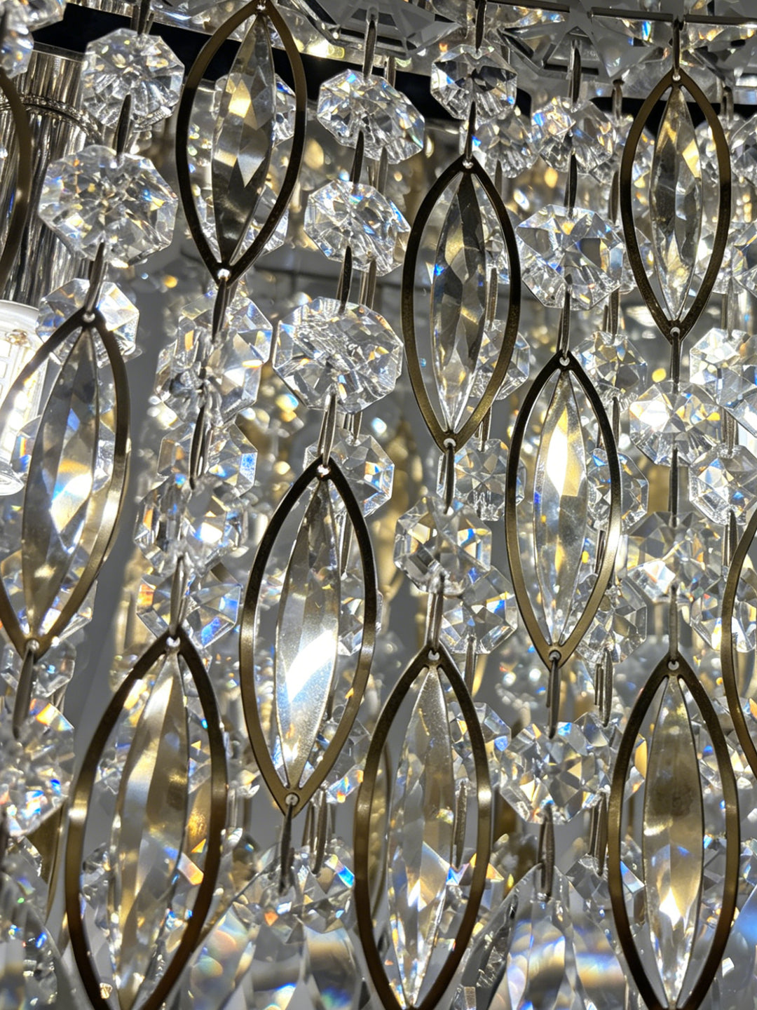 Round Two-Tier Gold Crystal Chandelier