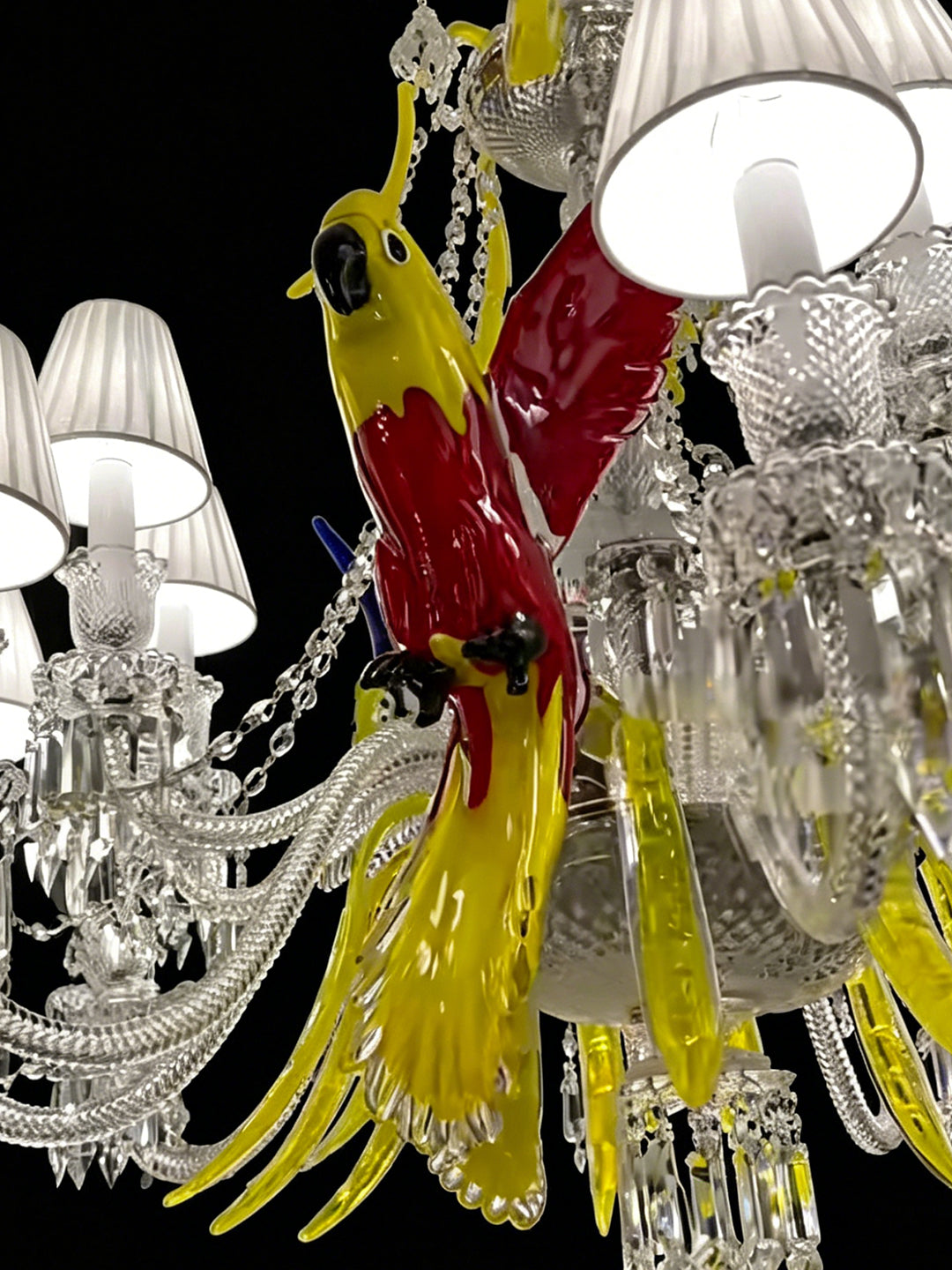 Parrot Decor Colorful Crystal Chandelier