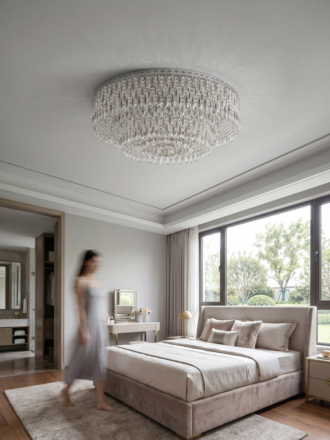 Round Flush Mount Crystal Chandelier