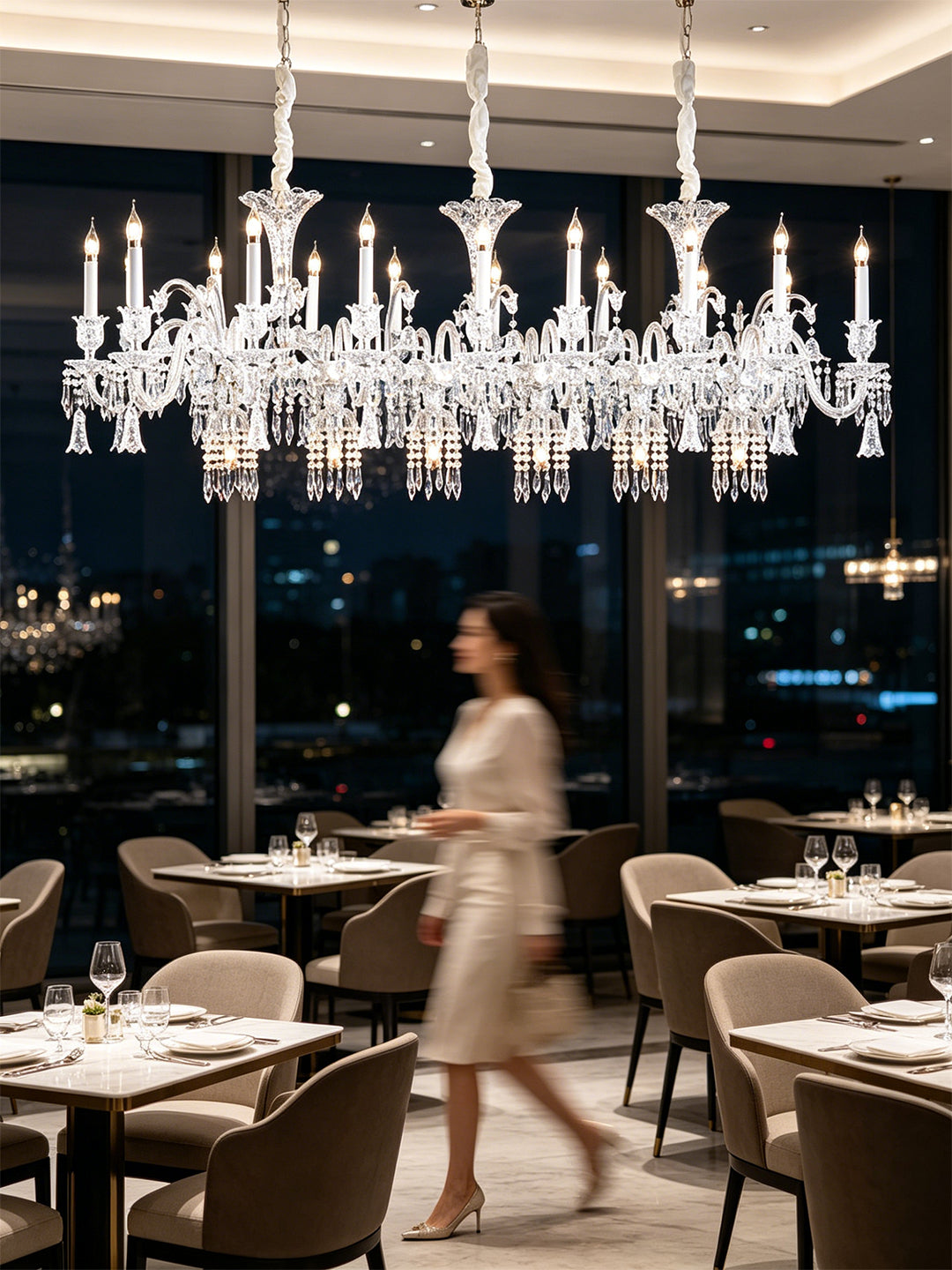 Luxury Linear Crystal Chandelier