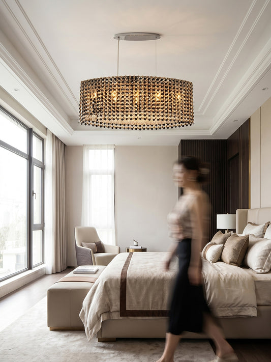 Gold-Tone Oval Crystal Chandelier