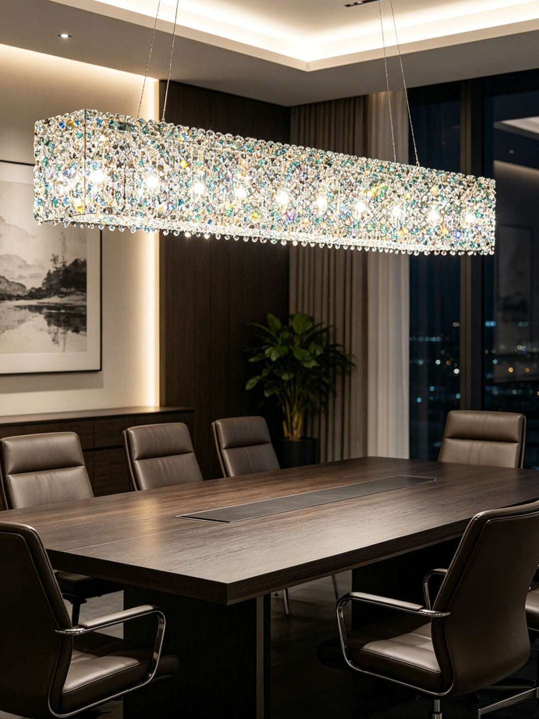 Modern Linear Crystal Chandelier
