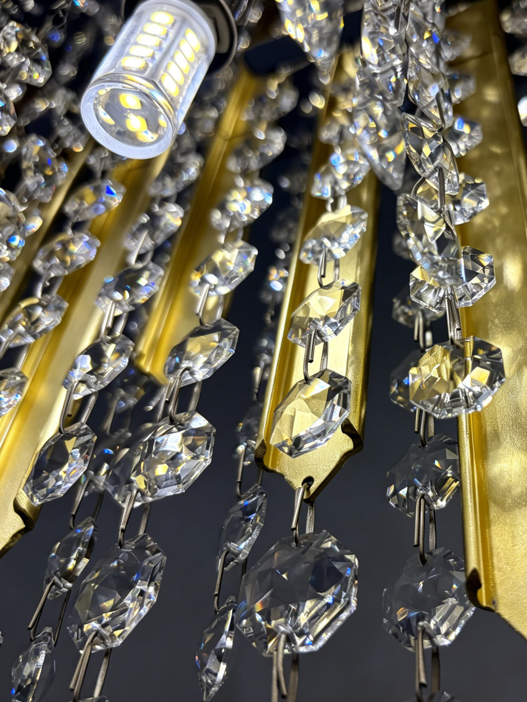 Linear Gold Crystal Kitchen Island Chandelier