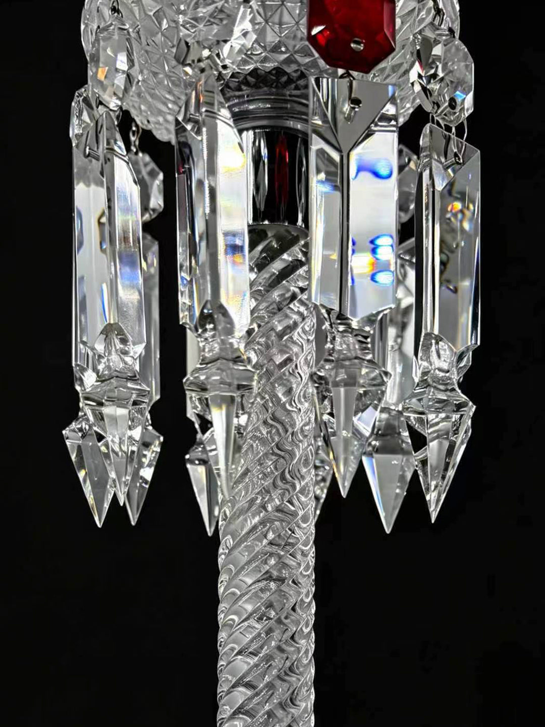 Black & White Pleated Shade Crystal Table Lamp