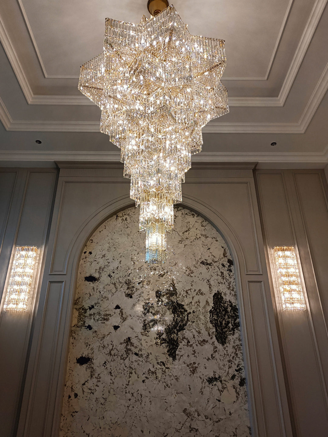 Tiered Pyramid Crystal Chandelier