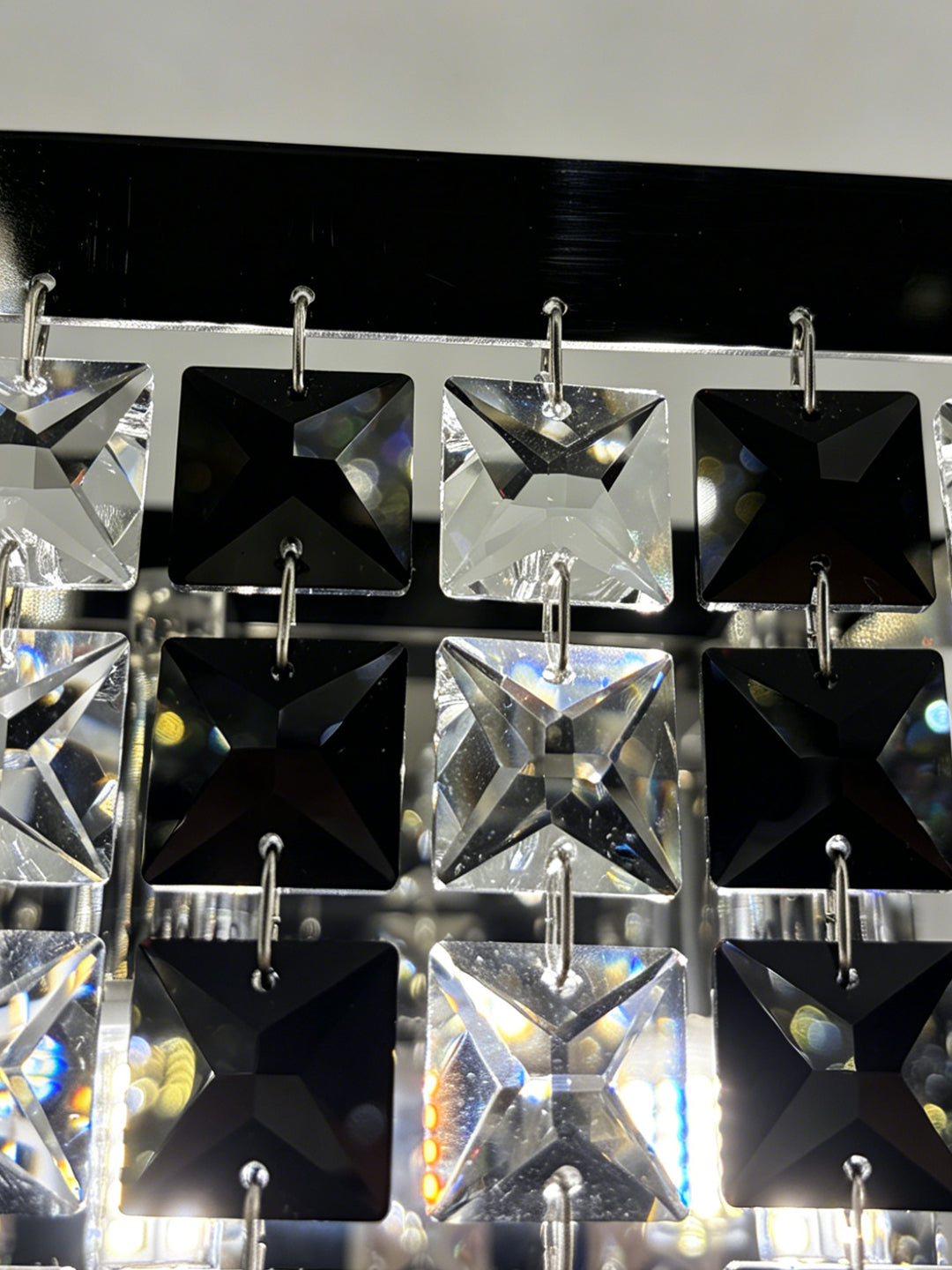 Vertical Black & Clear Crystal Wall Sconce
