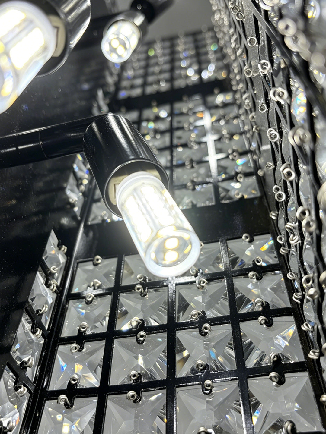 Three-Tier Black & Clear Crystal Wall Sconce