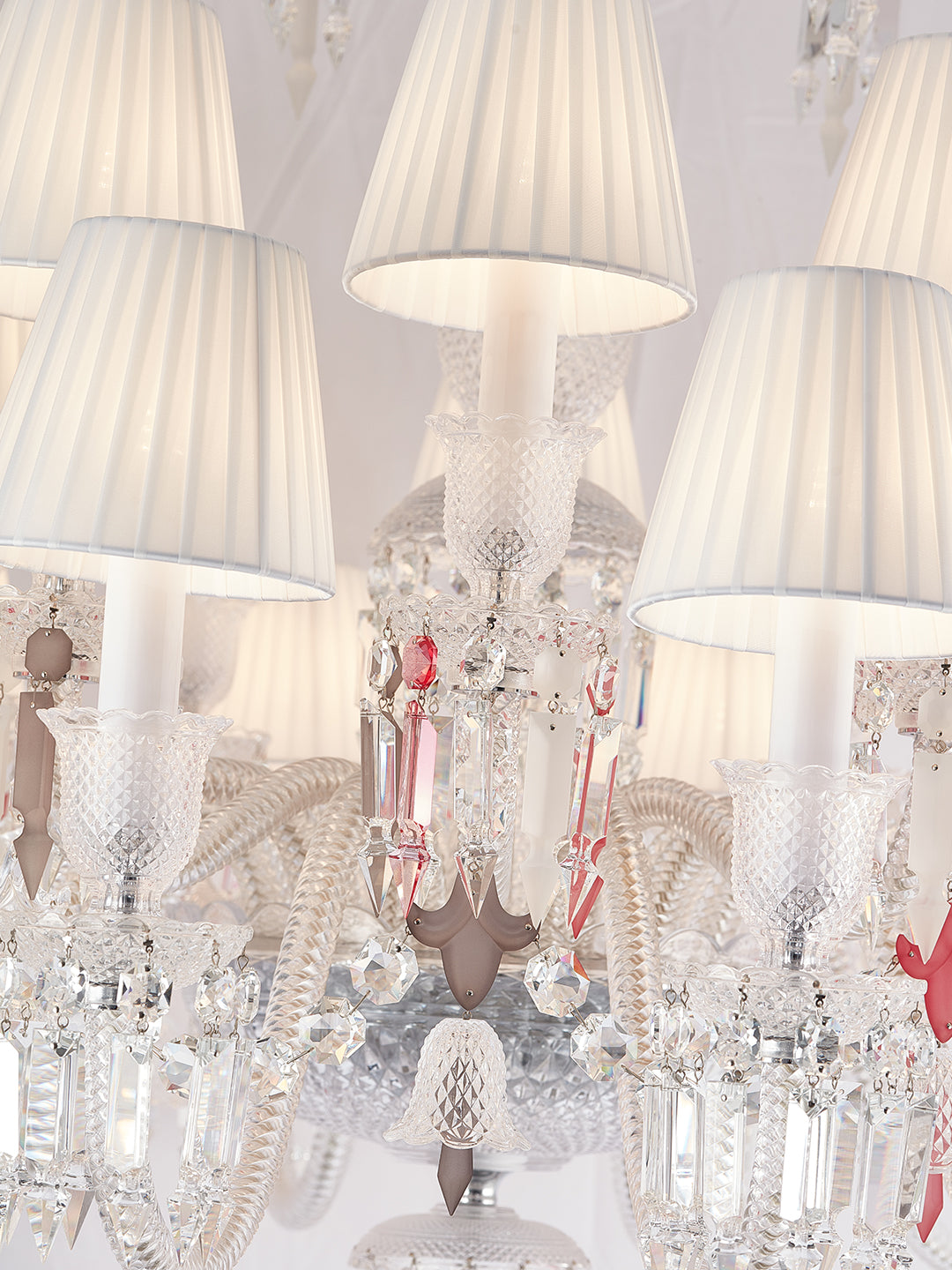 Crystal wall sconce with fabric shade