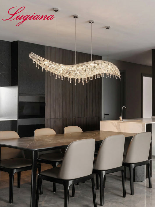 Wavy Linear Crystal Chandelier