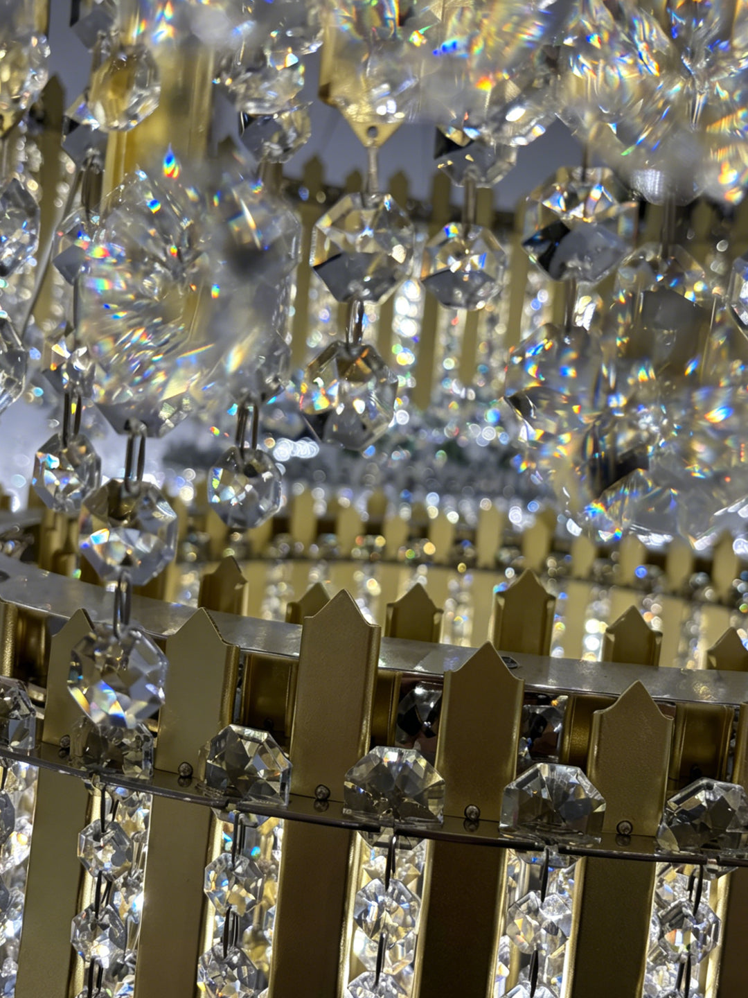Two-Tier Amber Crystal Chandelier