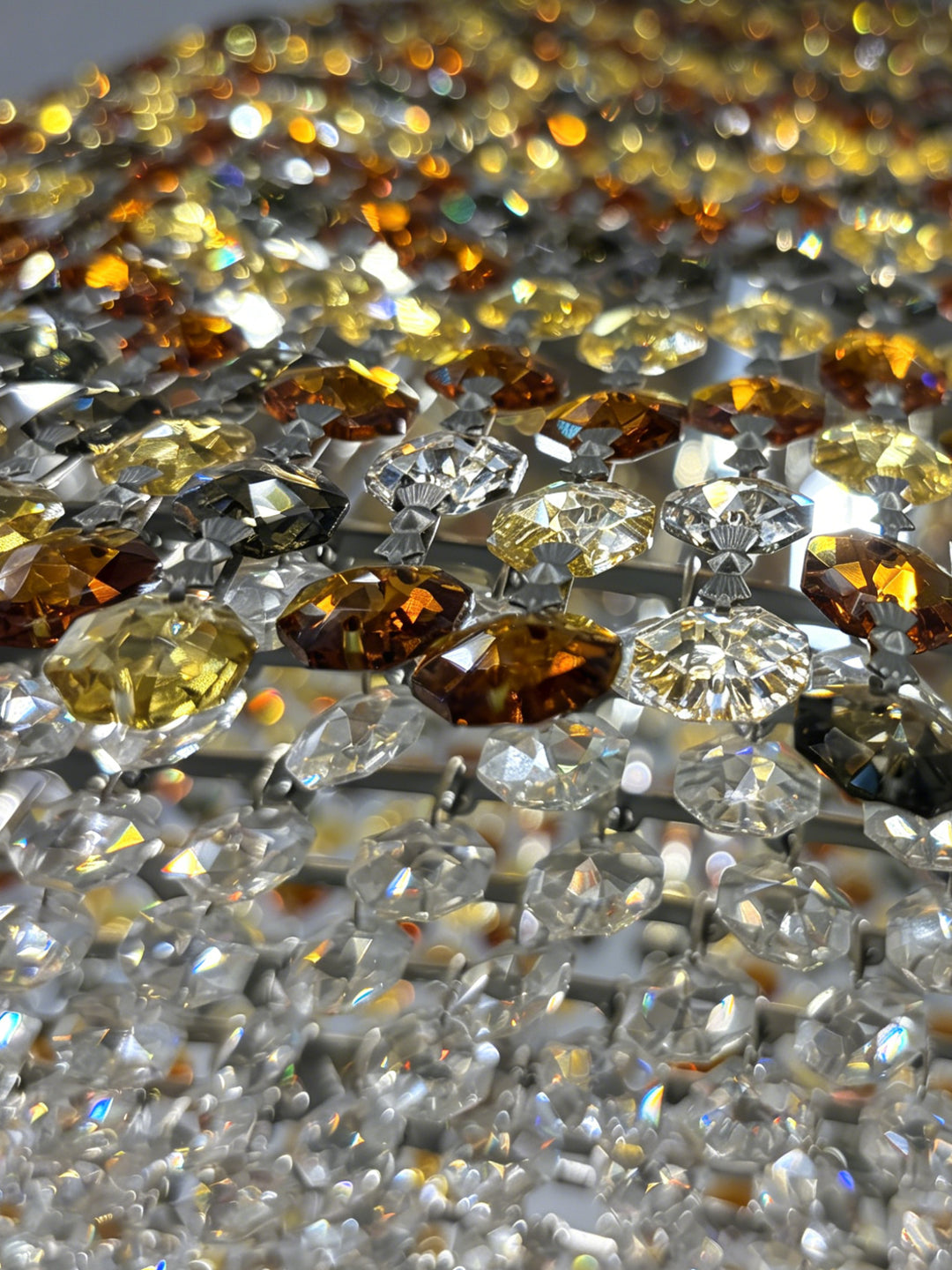 Wave-Shaped Gold Crystal Chandelier