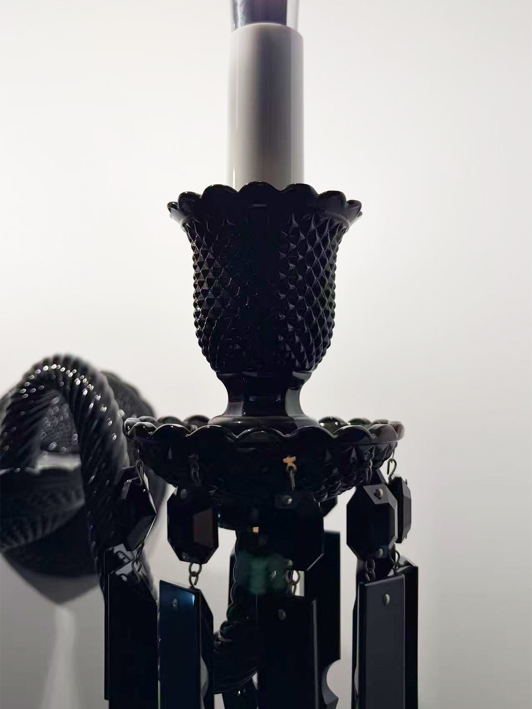 Baccarat-Style Black Crystal Wall Sconce