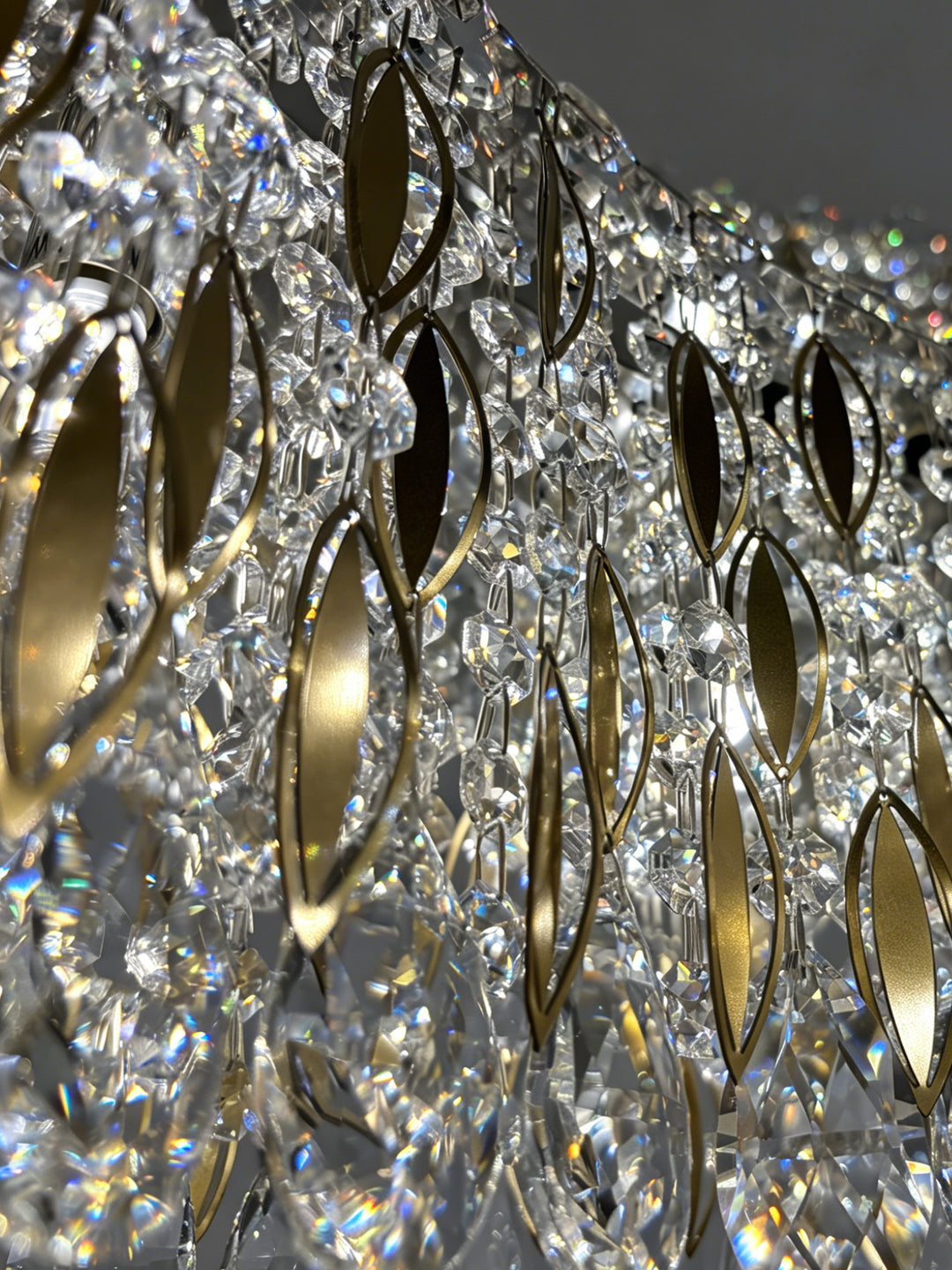 Round Two-Tier Gold Crystal Chandelier