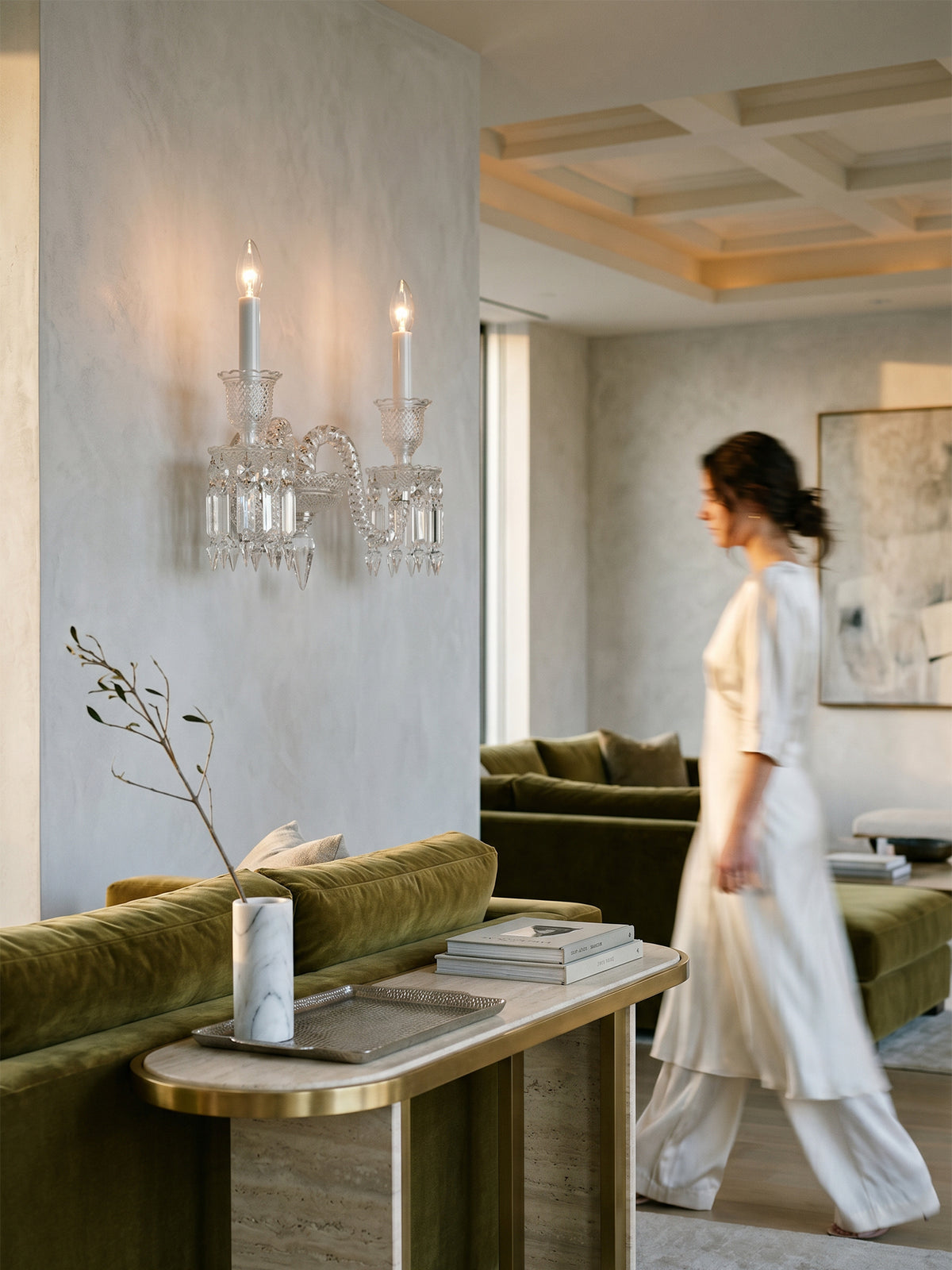 Baccarat-Style Regal Crystal Wall Light