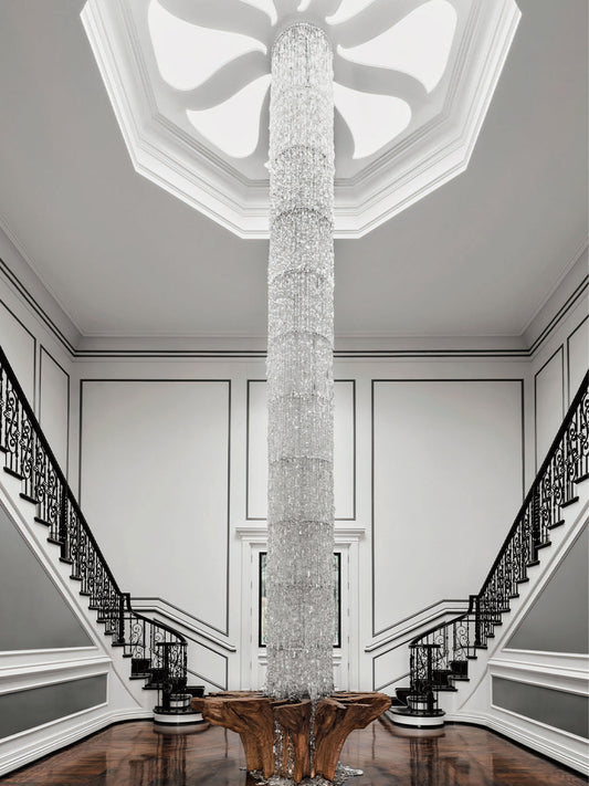 Long Cylinder Crystal Chandelier
